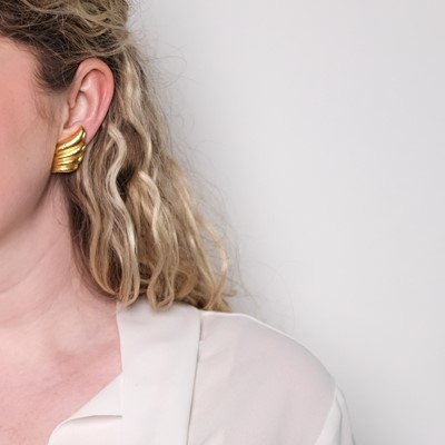 Lot 1151 - Zolotas Pair of Hammered High Karat Gold Earclips
