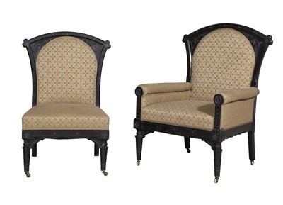 Lot 183 - Set of Four Black Painted Eastlake Chairs
