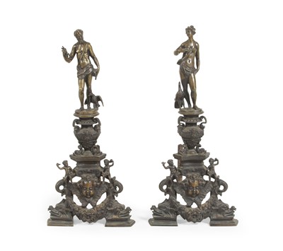 Lot 95 - Pair of Italian Bronze Figural Andirons