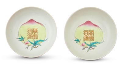 Lot 433 - A Pair of Chinese 'Peach' Cups and Saucers