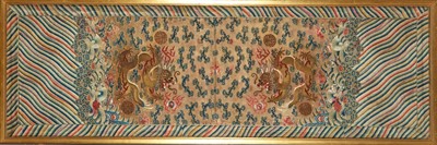 Lot 84 - A Chinese Embroidered Silk Dragon Panel