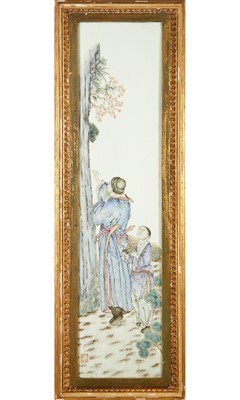Lot 228 - A Chinese Enameled Porcelain Figural Plaque