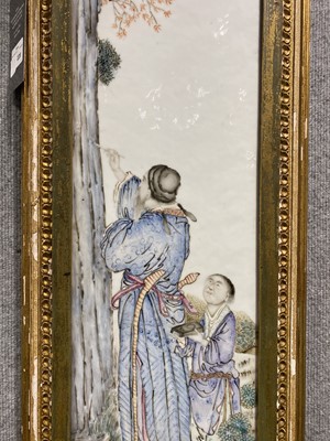 Lot 228 - A Chinese Enameled Porcelain Figural Plaque