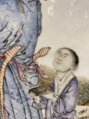Lot 228 - A Chinese Enameled Porcelain Figural Plaque