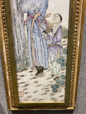 Lot 228 - A Chinese Enameled Porcelain Figural Plaque