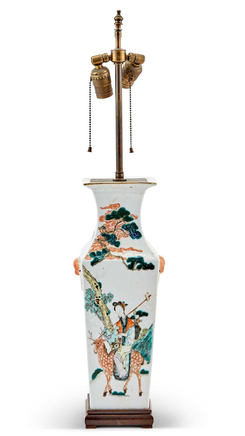 Lot 223 - A Chinese Square-Form Porcelain Vase with Caligraphy