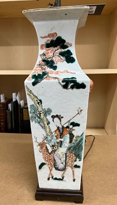 Lot 223 - A Chinese Square-Form Porcelain Vase with Caligraphy