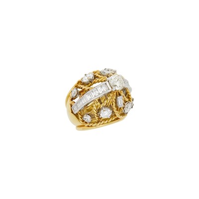 Lot 1043 - Gold, Platinum and Diamond Dome Ring