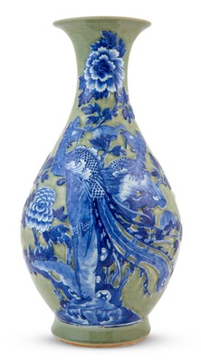 Lot 276 - A Chinese Slip-Decorated Celadon Porcelain Vase