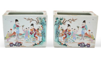 Lot 428 - A Pair of Chinese Enameled Porcelain Planters