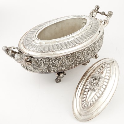 Lot 98 - Continental Silver Covered Soup Tureen and Mirrored Stand