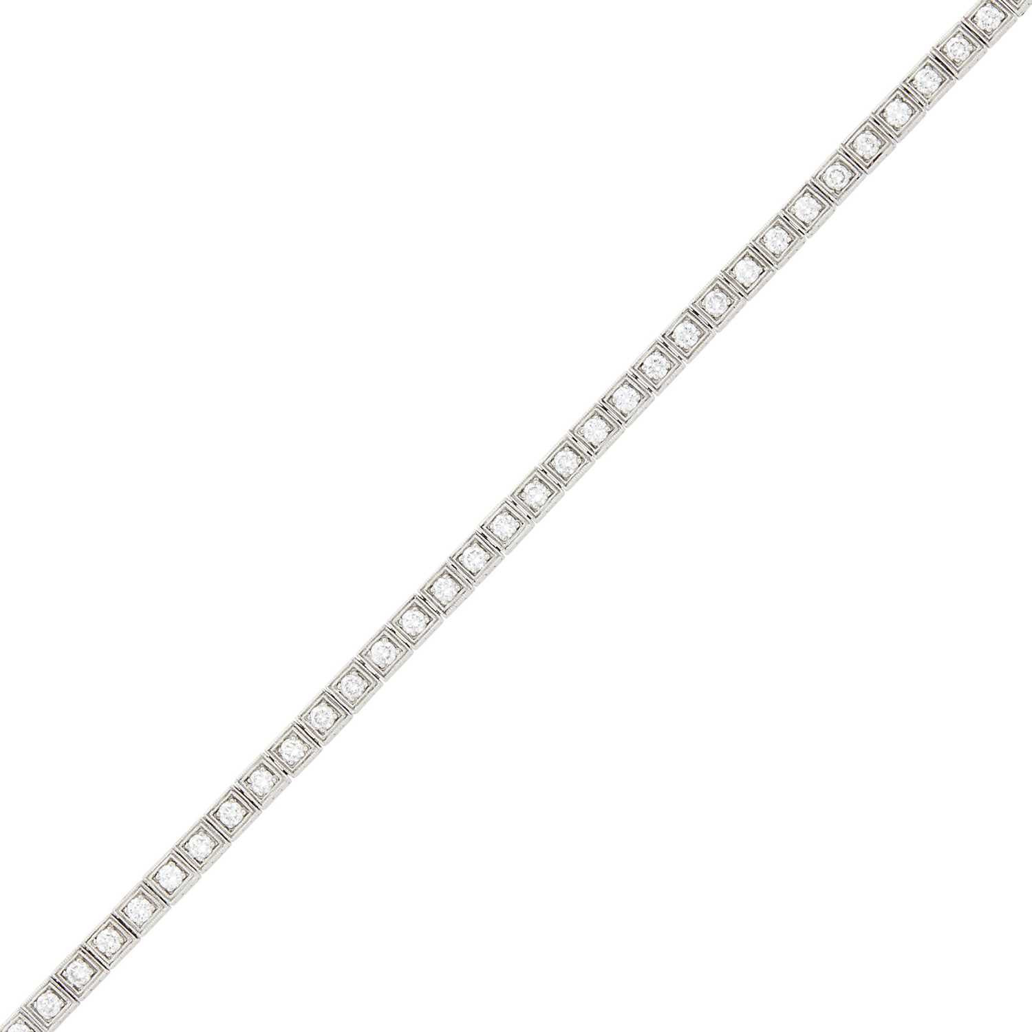 Lot 1129 - Platinum and Diamond Straightline Bracelet