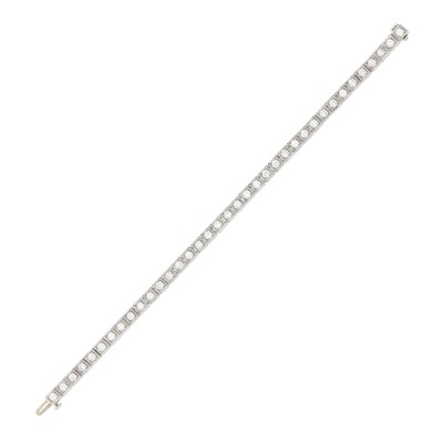 Lot 1129 - Platinum and Diamond Straightline Bracelet