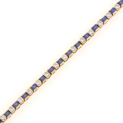 Lot 1101 - White Gold, Diamond and Sapphire Bracelet