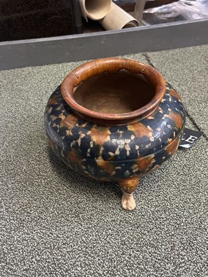 Lot 303 - A Chinese Blue-Splashed Sancai Glazed Pottery Jar