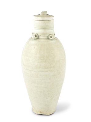 Lot 318 - A Chinese White Glazed Stoneware Vase and Cover