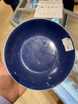 Lot 153 - A Chinese Blue-Glazed Anhua-Decorated ‘Dragon’ Dish