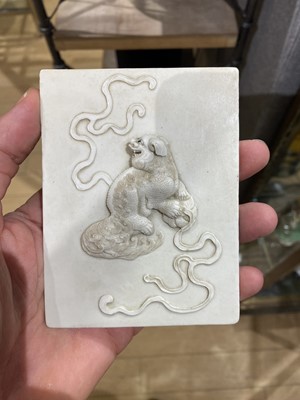 Lot 224 - A Chinese Molded Biscuit Porcelain Plaque