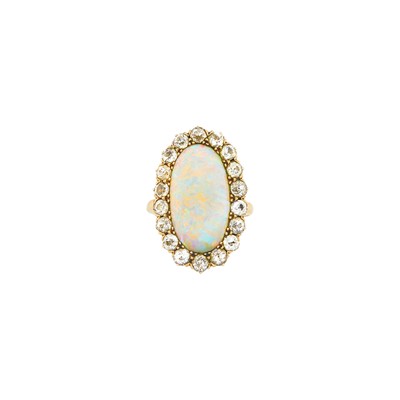 Lot 1098 - Antique Gold, Opal and Diamond Ring