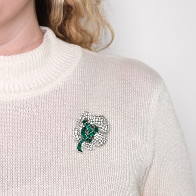 Lot 1132 - Platinum, Emerald and Diamond Pendant-Brooch