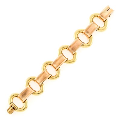 Lot 1178 - Retro Two-Color Gold Bracelet