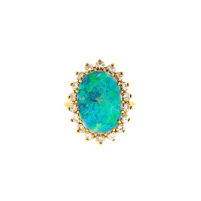 Lot 2205 - Gold, Black Opal and Diamond Ring