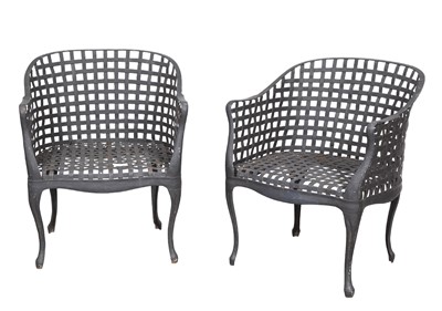 Lot 138 - Pair of Painted Metal Outdoor Armchairs