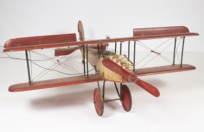 Lot 336 - Large Painted Wood Model of a Bi-Plane