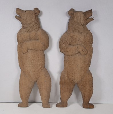 Lot 189 - Two Carved Wood Bear Panels