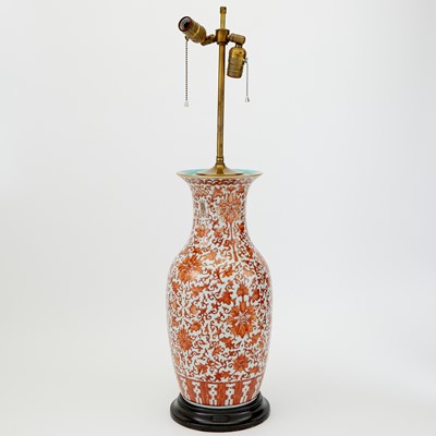 Lot 104 - Chinese Iron-Red Decorated Porcelain Vase as Lamp