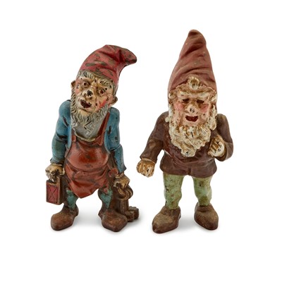 Lot 111 - Two Painted Cast Iron Gnome Door Stops