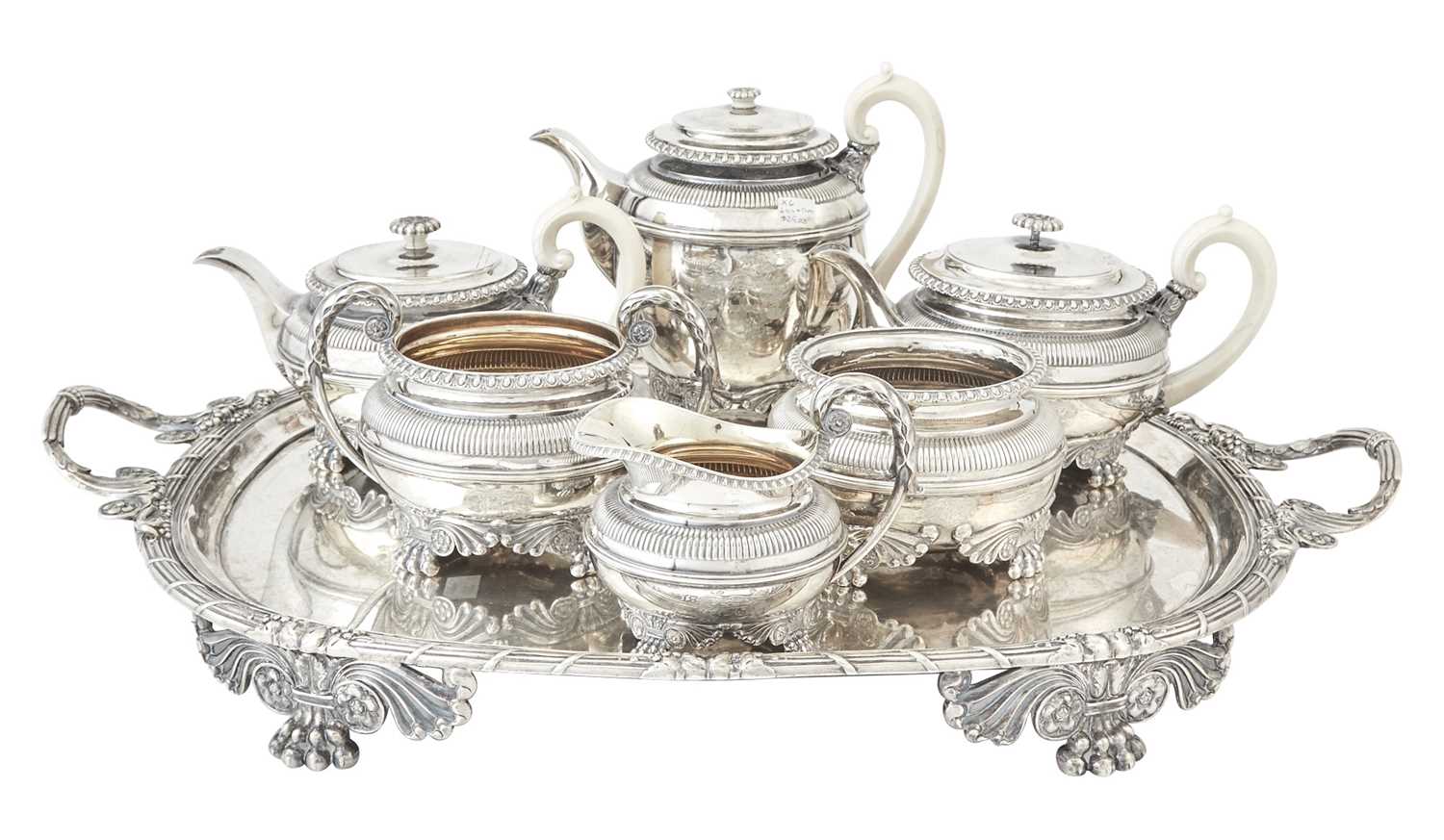 Lot 1093 - George III Sterling Silver Tea and Coffee Service
