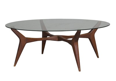 Lot 537 - Attributed to Gio Ponti Glass and Walnut Low Table