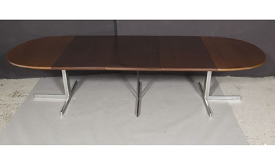 Lot 586 - Custom Mahogany and Chromed Metal Extension Dining Table