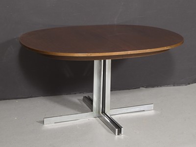 Lot 586 - Custom Mahogany and Chromed Metal Extension Dining Table