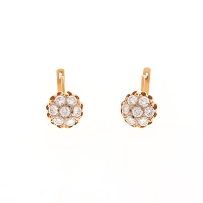 Lot 2143 - Pair of Gold and Diamond Earrings