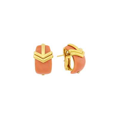 Lot 9 - Bulgari Pair of Gold and Coral Earrings
