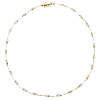 Lot 1059 - Two-Color Gold and Diamond Necklace