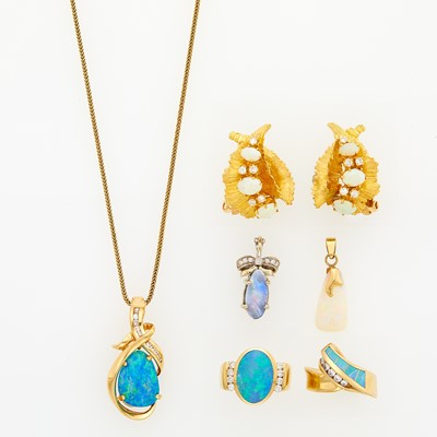 Lot 2187 - Group of Gold, Low Karat Gold, Opal and Diamond Jewelry