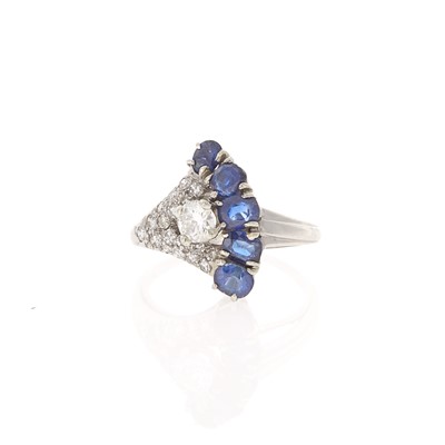 Lot 2081 - Platinum, Sapphire and Diamond Ring