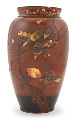 Lot 595 - A Japanese Lacquered Earthenware Vase