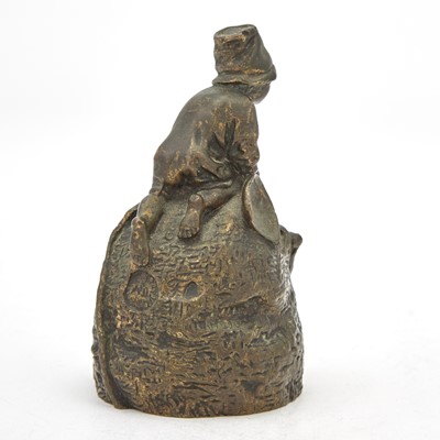 Lot 40 - Russian Patinated Bronze Table Bell     Entitled "Enfant sur Koulok"
