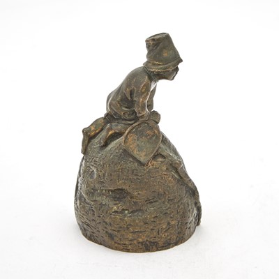 Lot 40 - Russian Patinated Bronze Table Bell     Entitled "Enfant sur Koulok"