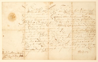 Lot 13 - Document signed by Edmund Andros Governor as Governor of the Dominion of New England