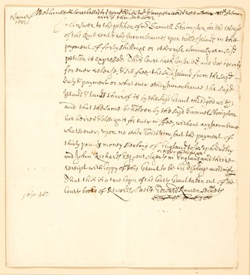 Lot 34 - The 1682 deed of sale for what became East Boston