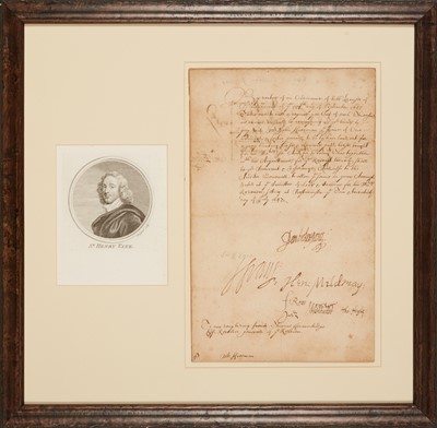 Lot 4 - Sir Henry Vane, fifth Governor of the Massachusetts colony