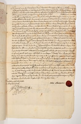 Lot 22 - Signed by the Chief Justice of the Court of Oyer and Terminer in the Salem Witch Trials