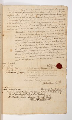 Lot 22 - Signed by the Chief Justice of the Court of Oyer and Terminer in the Salem Witch Trials