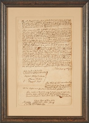 Lot 37 - Sworn true copy signed by Elisha Cooke of a deed of gift signed by John Irish