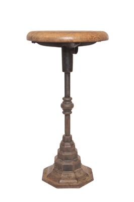 Lot 51 - Industrial Style Oak and Cast Iron Swivel Stool
